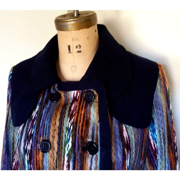 Moon Collection multi-color 'yarn' woven coat jacket striped M - Picture 4 of 11